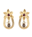 Rajdhani Shining Red Stone Golden Earrings