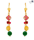 Vatika Colourful Fusion Stone Adorable Kundan Hanging Earrings