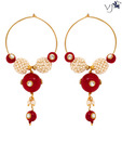 Vatika Charming Pearl Beads Fusion Stone Kundan Earrings