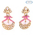 Vendee Pink AD Studded Peacock Earrings
