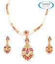 Vendee Opulent Austrian Diamonds & Pearls Necklace Set