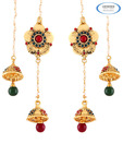 Vendee Long Maroon & Green Floral Earrings