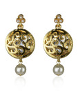 Kshitij Attractive Round Gold Plated Pearl Earrings