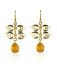 Kshitij Designer Leaf Shaped Golden & Yellow Earrings