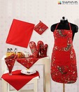 Swayam Red Paisley 8 Pcs Kitchen Set