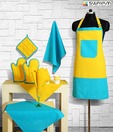 Swayam Blue and Yellow 8 Pcs Kitchen Set