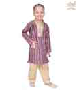 Kilkari Pink-Beige Striped Kurta Salwar For Kids