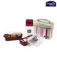 Lock & Lock Double-lock System Red Lunch Box Set With Striped Bag