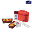 Lock & Lock Airtight Lunch Box With Dotted Red Bag