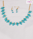 Nisa Pearls Blue Crystal Necklace Set