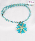 Nisa Pearls Blue Crystal Flower Necklace