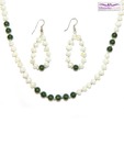 Niharikaa Pearls Green Beads & White Pearl Necklace Set