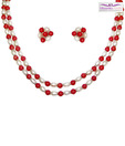 Niharikaa Red Bead& Pearl Set