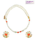 Niharikaa Pearls Crystal Floral Necklace Set