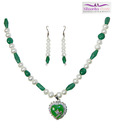 Niharikaa Pearls Green Heart Pearl Set