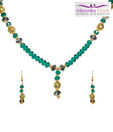 Niharikaa Pearls Designer Green Crystal Necklace Set
