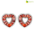Opaleena Red Crystal Heart Studs