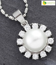 Opaleena Pearl Sun Silver Chain Pendant