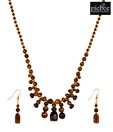 Piebee Tiger Eye Drop Necklace Set