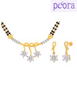 Peora Gold Plated Floral Drops Mangalsutra Set