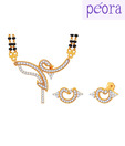 Peora Gold Plated Swan CZ Mangalsutra Set