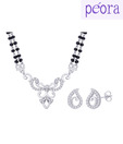 Peora Rhodium Plated Curvaceous Mangalsutra Set