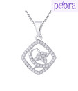 Peora CZ Sterling Silver Lotus Bud Pendant
