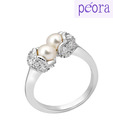 Peora Twin Pearl CZ Ring