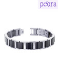 Peora Stylish Black & Silver Stainless Steel Bracelet