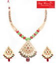 Pretty Women Exotic Red & Green Beaded Necklace Set