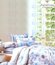 Valtellina White & Blue Double Bed Sheet With Two Pillow Covers