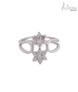 Silvera Twin Flower Sterling Silver CZ Ring