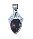 Indian Silver Pear Shaped Mystic Topaz Pendant
