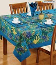 Swayam Bright Blue Table Sheet For Six Seater