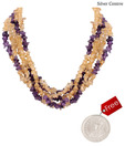 Silver Centrre Silver, Citrine and Amethyst Necklace with free silver coin