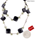 Silver Centrre Silver, Black Onyx and Peridot Necklace with free silver coin