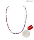 Silver Centrre Silver, Amethyst Necklace with free silver coin