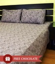 meSleep Printed Grey Double Bed Sheet Set With a Chocolate Freebie