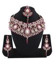 Variation Elegant Pink Floral Patwa Necklace Set with Maangtika