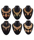 Variation Combo Of Six Elegant Necklace Sets With Maang Tika