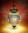 Treasure Hunt Glass Painted Round Hanging Lamp