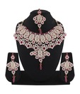Variation Irradiant Pink Patwa Necklace Set with Maangtika