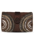 Favola Alluring Brown & Golden Sequins Clutch