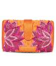 Favola Orange & Pink Embroided Clutch