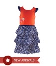 Nauti Nati Orange & Blue Skirt Style Dress For Kids