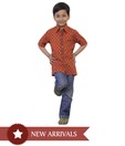 Kilkari Rust Block Print  Half Sleeve Shirt For Kids
