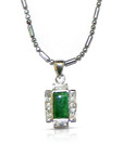 Nihaarika Pearls Striking Silver Green Onyx Pendant