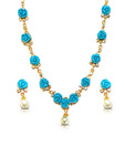 Nihaarika Pearls Pearl & Blue Coral Necklace Set
