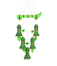 ExclusiveLane Terracotta Hand-painted Bird Hanging With Bells- Green