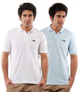 T-Go White-Blue Pack of Polo T-Shirts